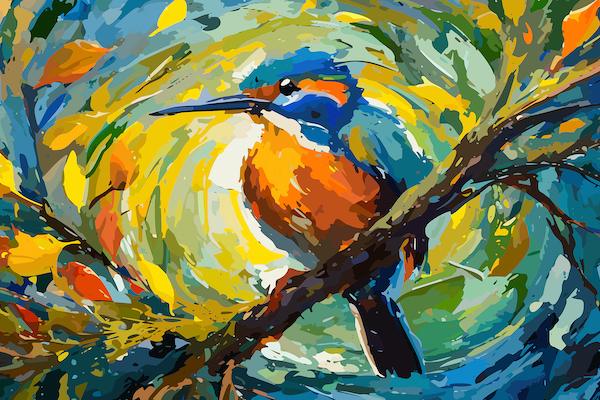 Colourful bird in tree